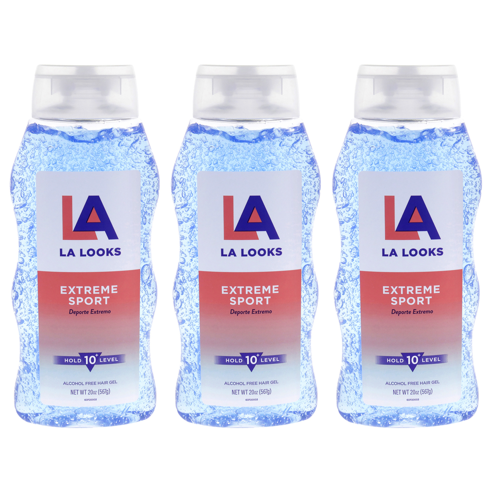 Extreme Sport Hold 10 Plus Level Hair Gel - Pack of 3 by L.A. Looks 20 oz Gel